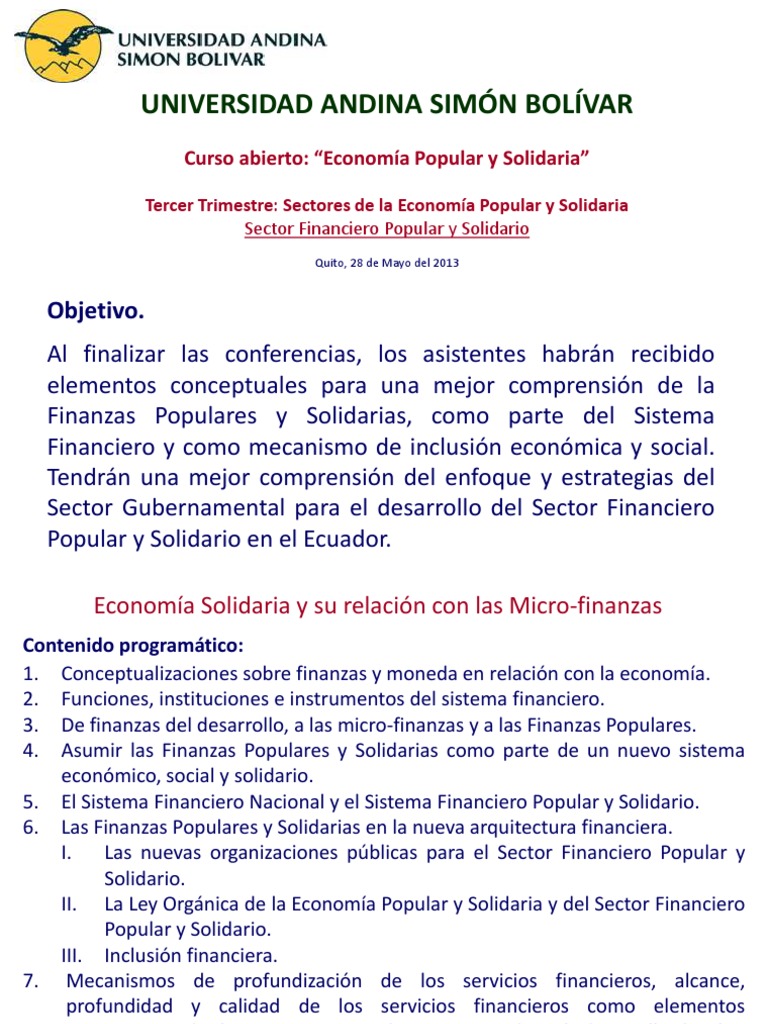 Economía Popular y Solidaria | PDF | Exclusión social | Sistema financiero