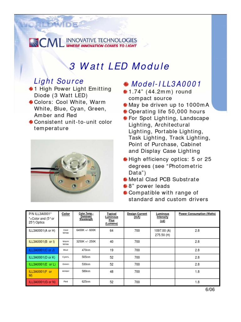 3W LED Module Specifications | PDF | Science & Mathematics | Computers