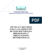Tecnicas Recursos Elaboracion Tesis Doctorales Bibliografia Orientacion Metodologicas