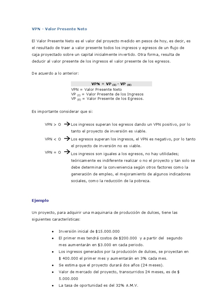 VPN y Tir | PDF | Tasa interna de retorno | Valor presente neto