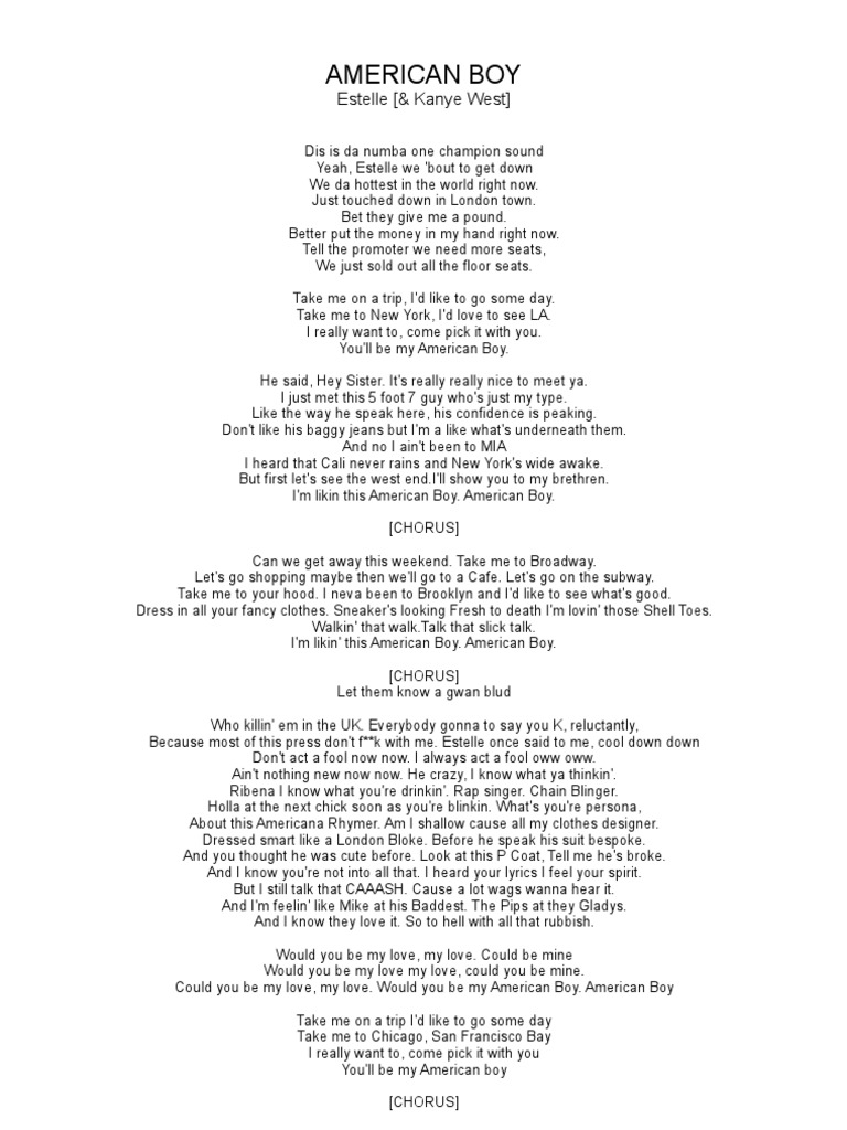 American Boy Lyrics Hip Hop Recorded Music