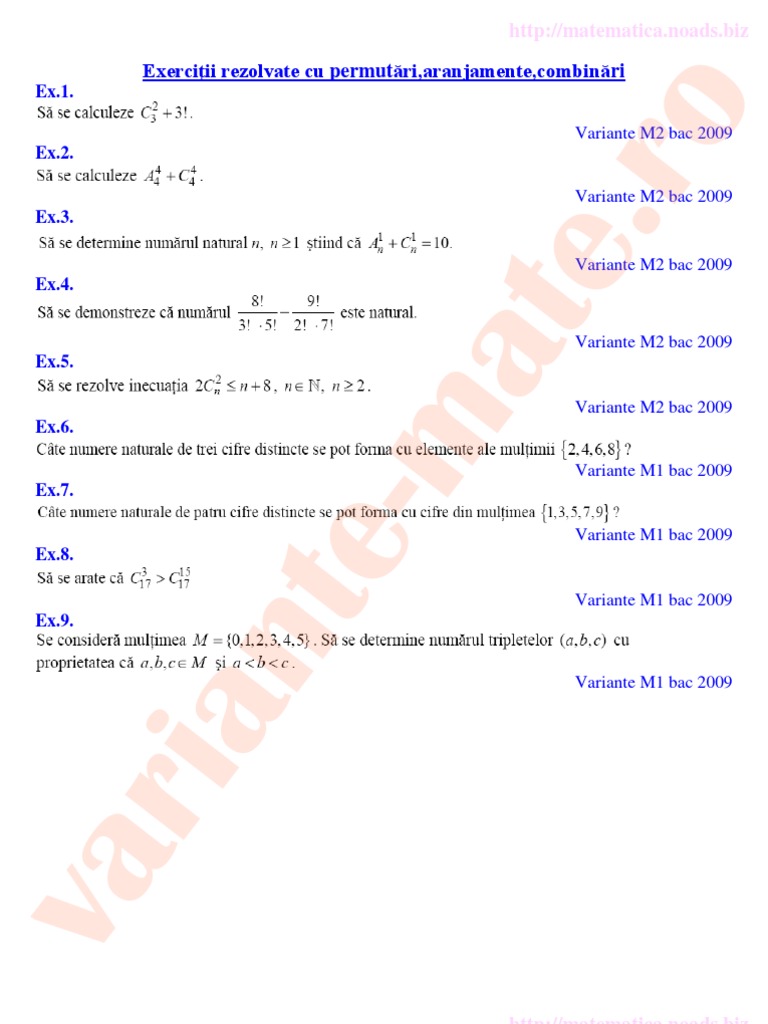 Permutari Aranjamente Combinari | PDF