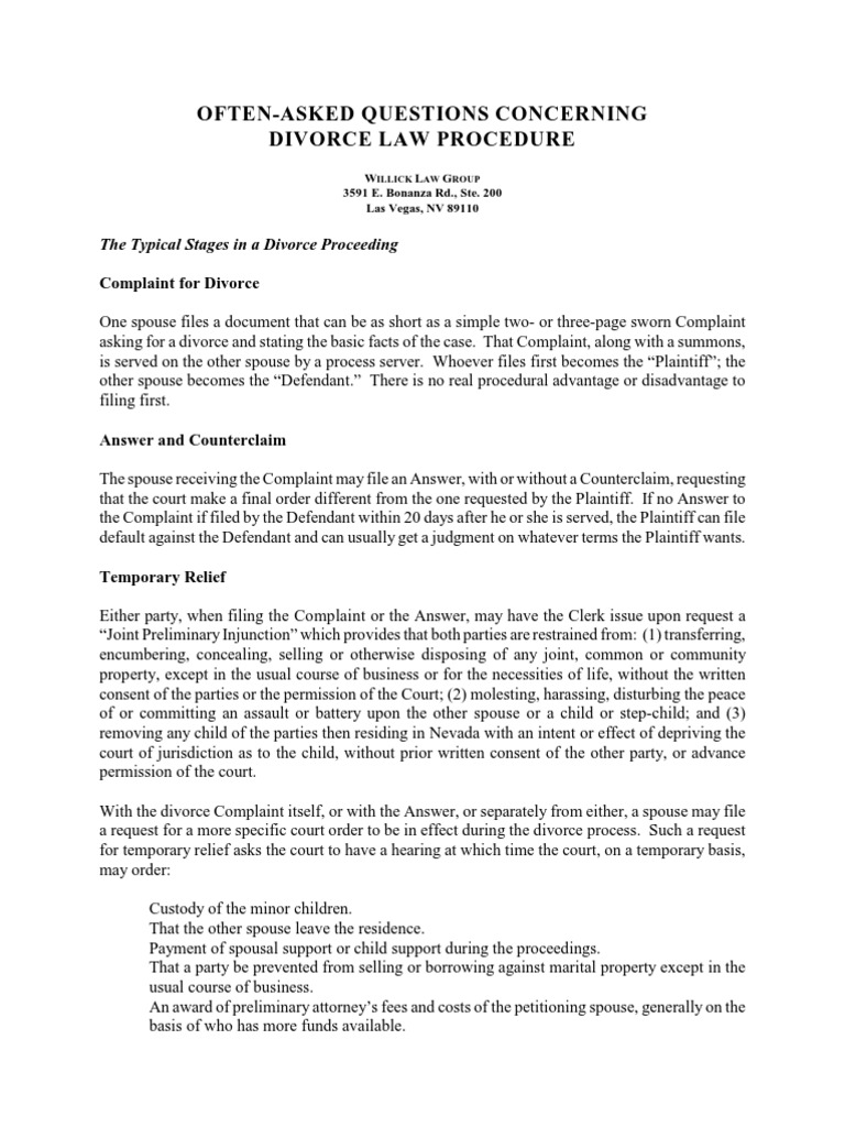 Divorce Law Procedure Questions | PDF | Discovery (Law) | Deposition (Law)