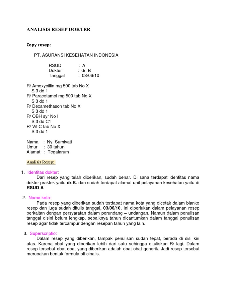 Contoh Resep Obat Lengkap - Resep Obatku