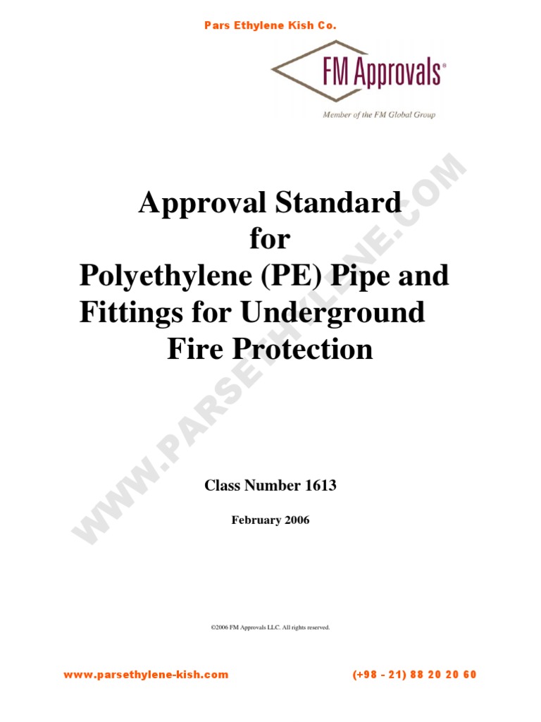 Standard For Polyethylene (PE) Pipe and Fittings For Underground Fire ...