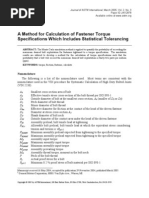 A Method For Calculation of Fastener Torque Specifications Which Includes Statistical Tolerancing