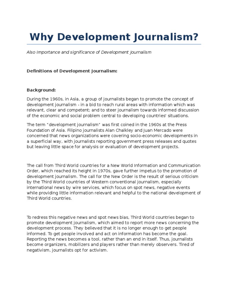 Importance of Development Journalism | PDF