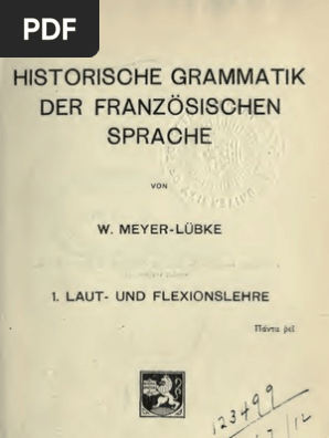 Meyer Lubke Historische Grammatik Franzosische