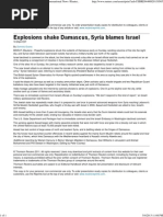 Explosions Shake Damascus, Syria Blames Israel