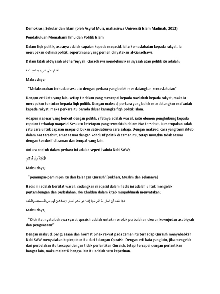Demokrasi Sekular Dan Islam Pdf