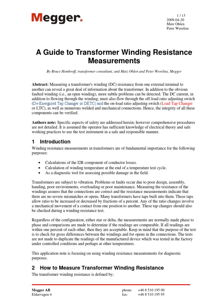 Transformer Winding Resistance Guide | PDF