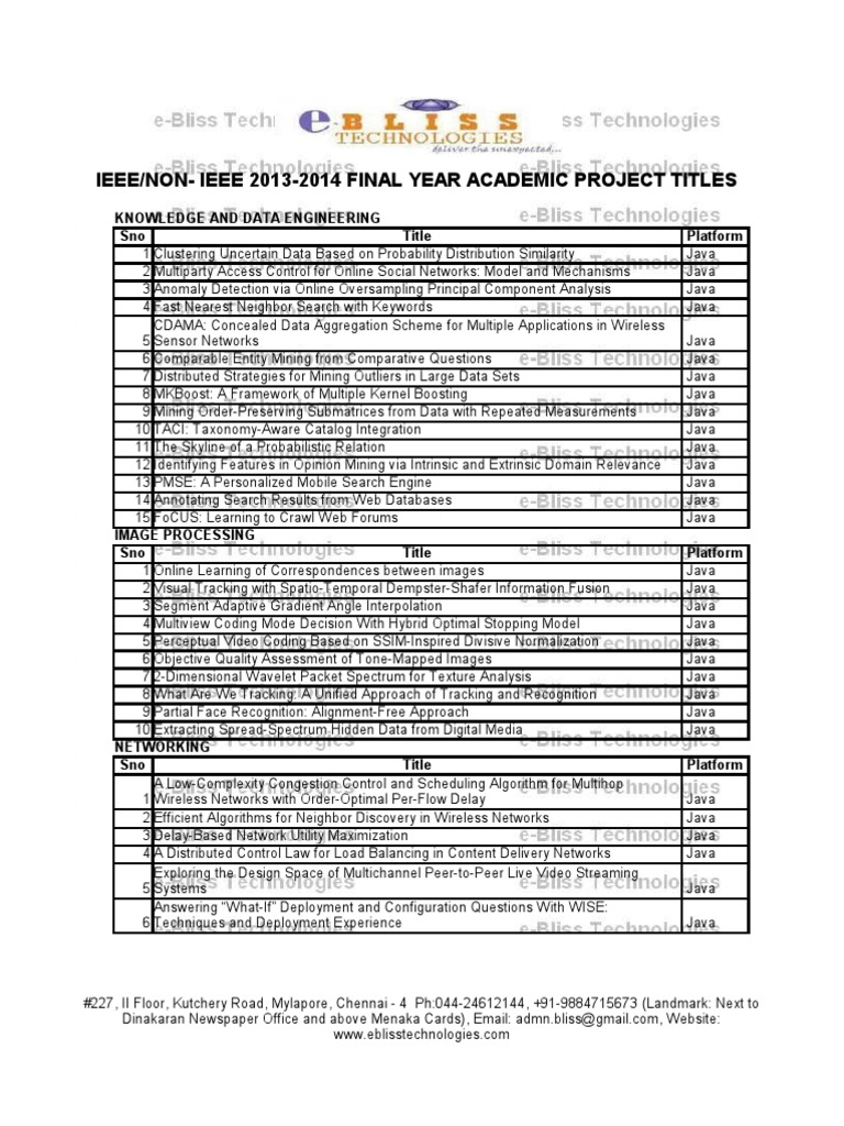 2013 - 2014 IEEE Final Year Project Booklet TitlesNew | PDF | Wireless ...