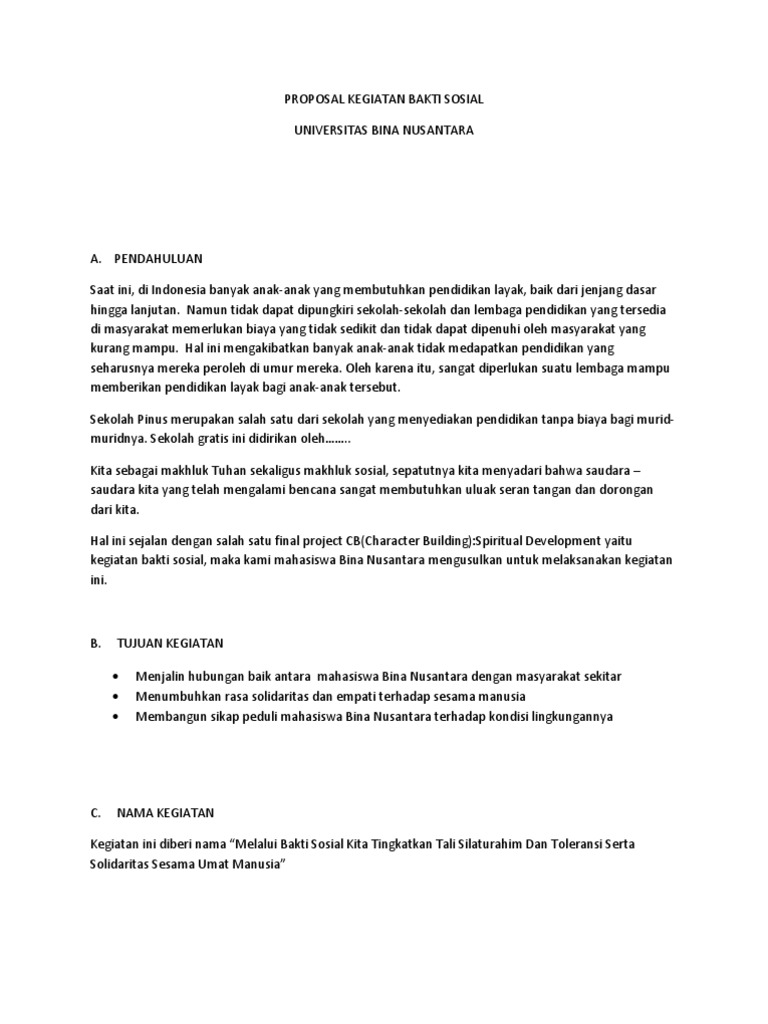 Proposal Kegiatan Bakti Sosial