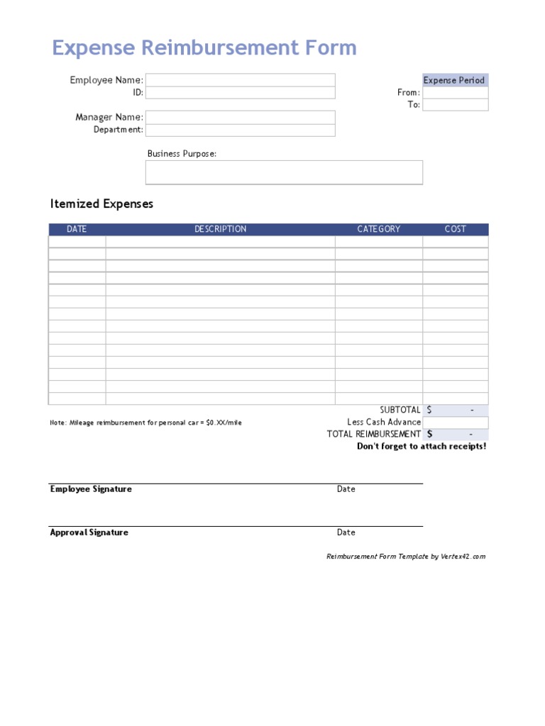 Expense Reimbursement Form  PDF  Limited Liability Company Pertaining To Reimbursement Form Template Word