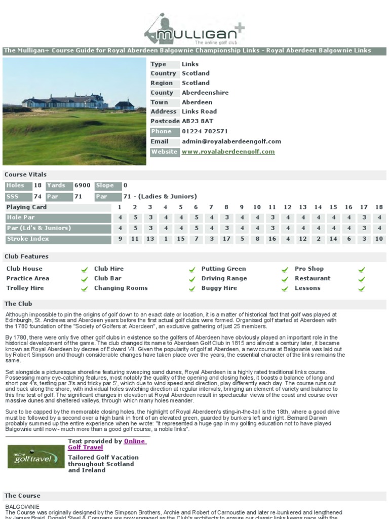 Royal Aberdeen Balgownie Links rom MulliganPlus Golf Course Reviews