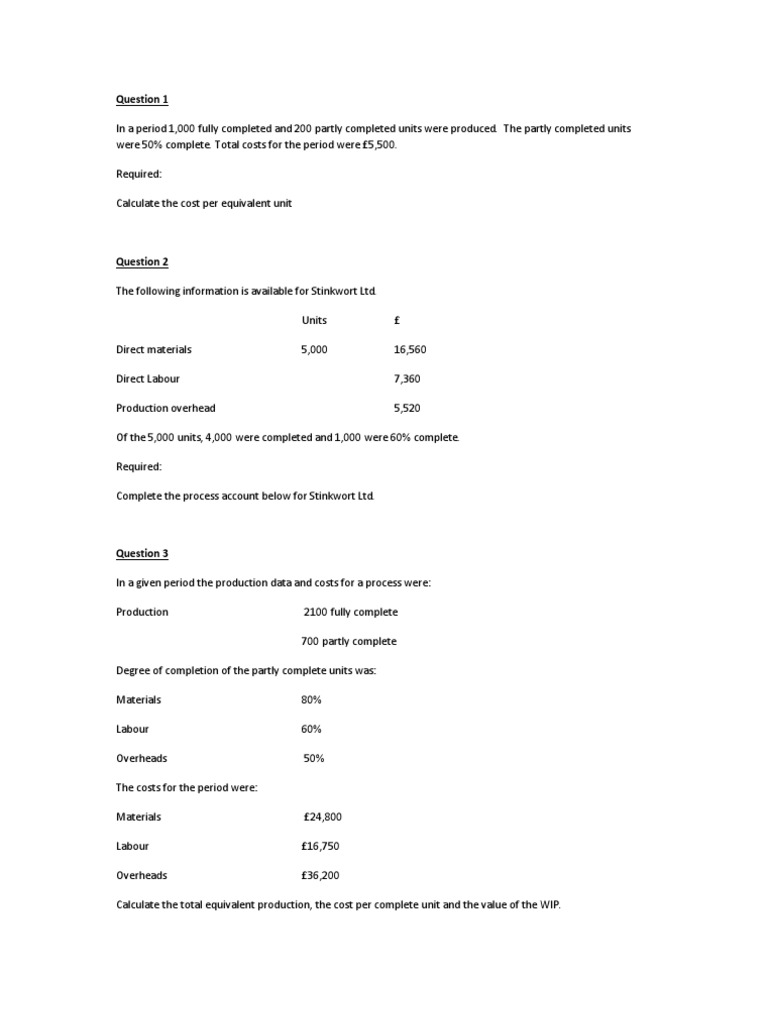 Process Costing Calculations Guide | PDF | Business | Computers