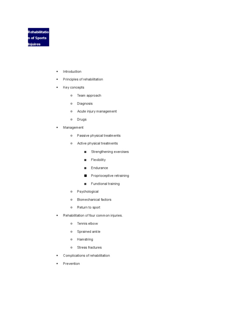 Rehabilitation of Sports Injuries | PDF | Physical Therapy | Weight ...