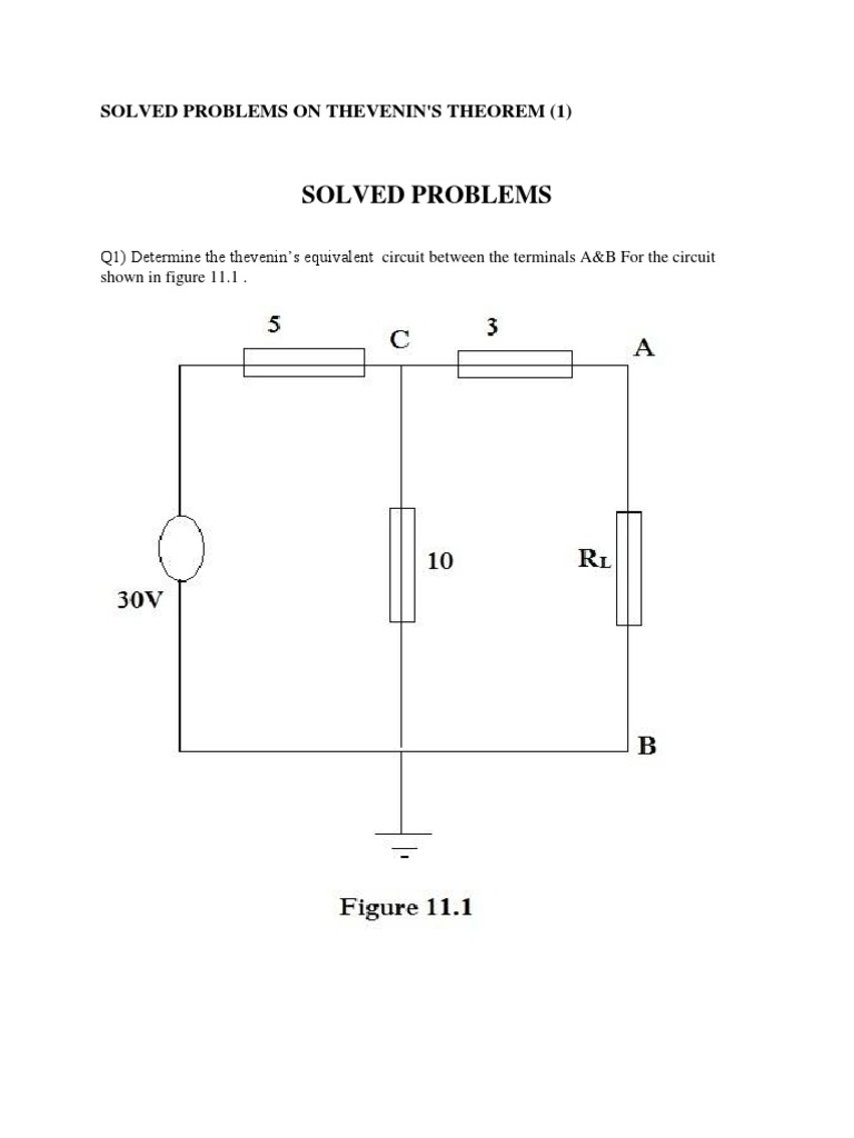 Solved Thevenin's Theorem Problems | PDF | Electrical Network ...