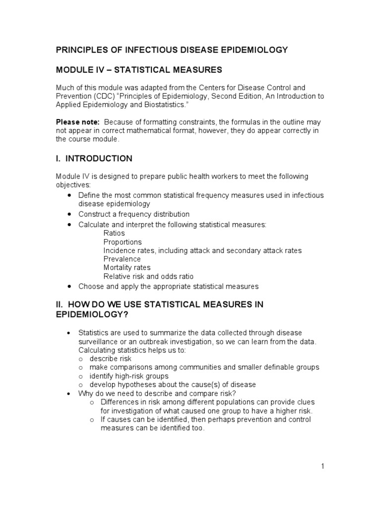Epidemiology Notes | PDF | Relative Risk | Incidence (Epidemiology)