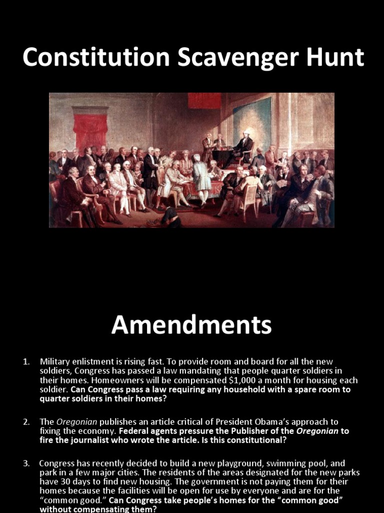 Constitution Scavenger Hunt PDF United States Congress American