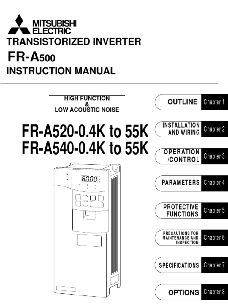 Mitsubishi A500 Series VFD Manual PDF Power Inverter Power Supply
