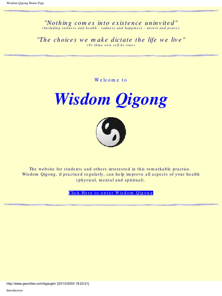 Wisdom Qigong Geocites Chi Kung Learning PDF | PDF