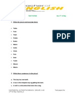 0 Test Paper. the Plural.the Article.numbers.the Clock.present Simple