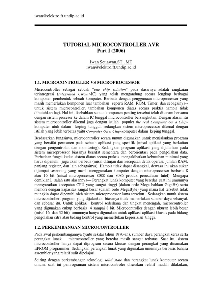 Tutorial Micro Controller AVR Part I | PDF