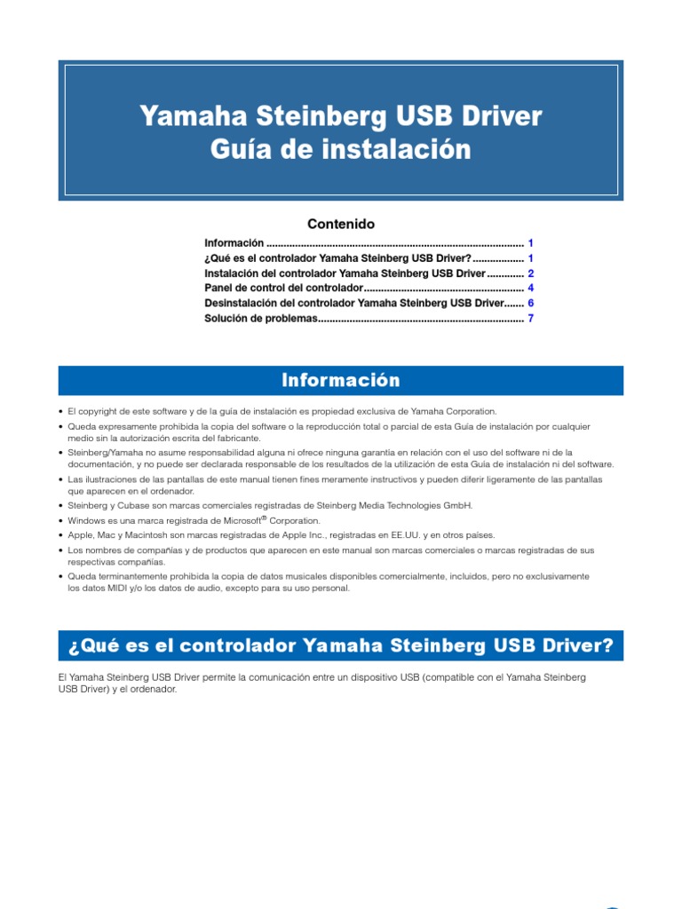 Yamaha Steinberg USB Driver Installation Guide PDF Point and Click