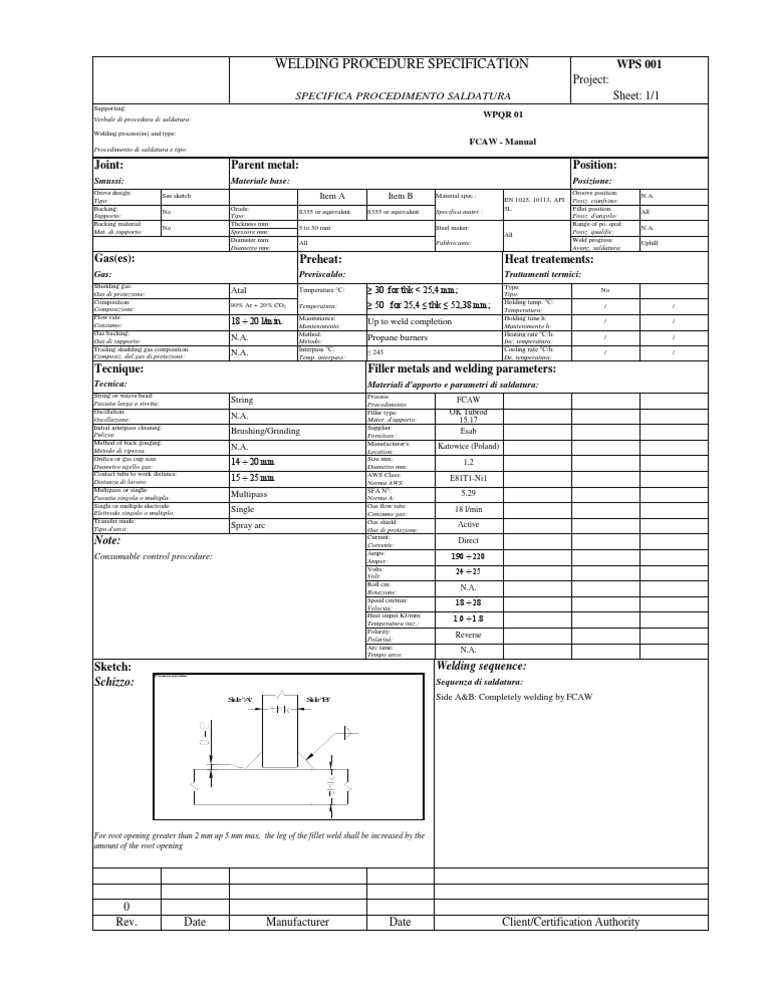 WPS form_A_ENG Welding Industrial Processes