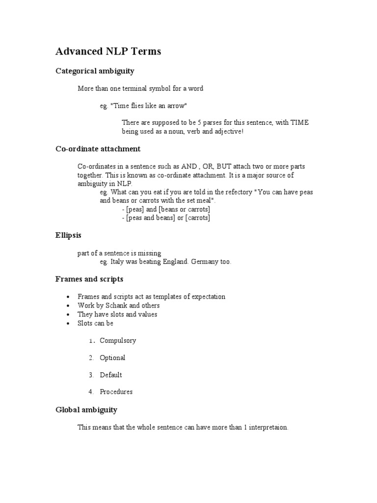 Advanced NLP Terms | PDF