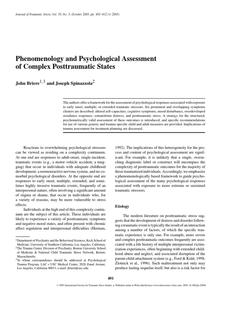Complex Trauma Assessment Guide | PDF | Psychological Trauma ...