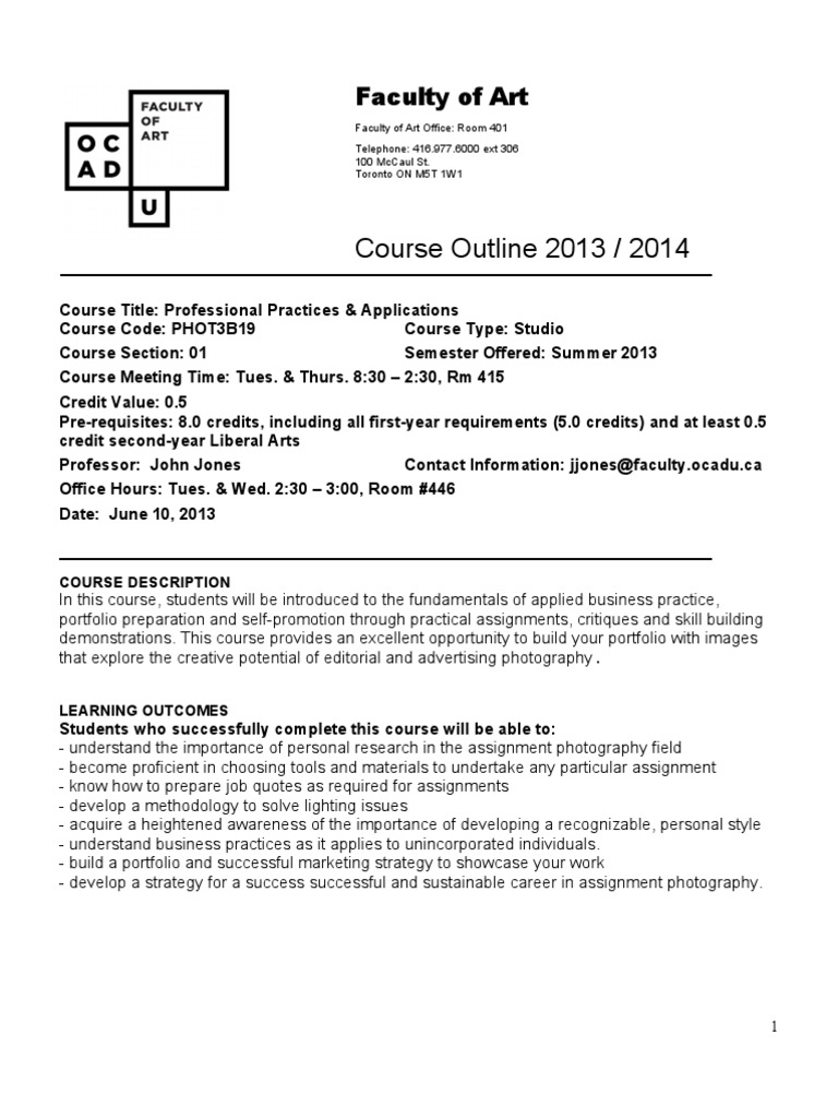 Course Outline 2013 / 2014: Faculty of Art | PDF | Page Layout | Design