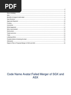 Failed Merger Of Sgx And Asx Stock Market Mergers And Acquisitions