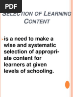 sELECTION OF lEARNING cONTENT