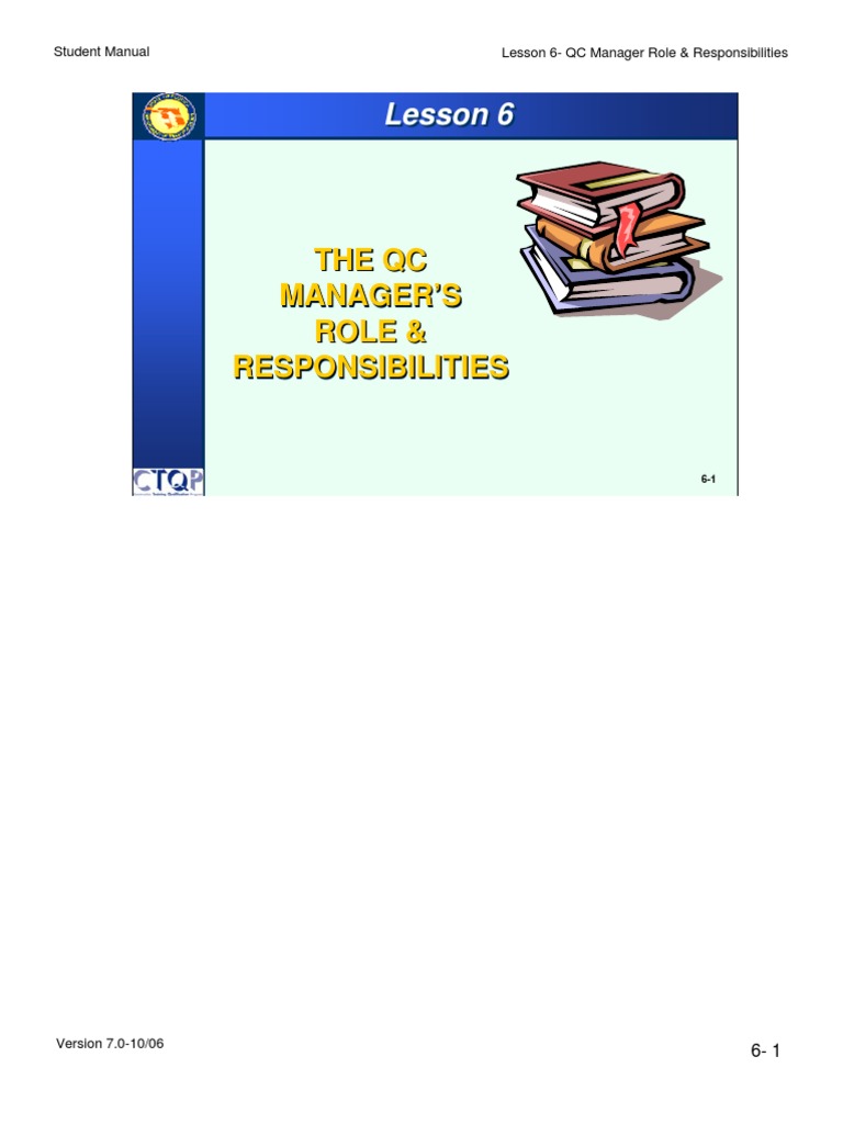QC Manager Roles and Responsibilities | PDF | General Contractor ...