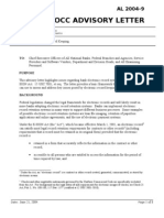 Occ Advisory Letter: TO: Chief Executive Officers of All National Banks, Federal Branches and Agencies, Service