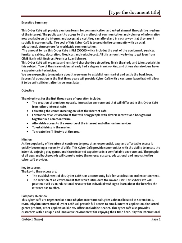 🎉 Business plan for cyber cafe. Starting an Cyber Cafe. 20190202