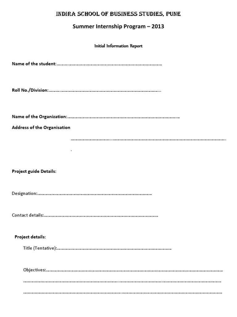 Initial Information Report Format | PDF