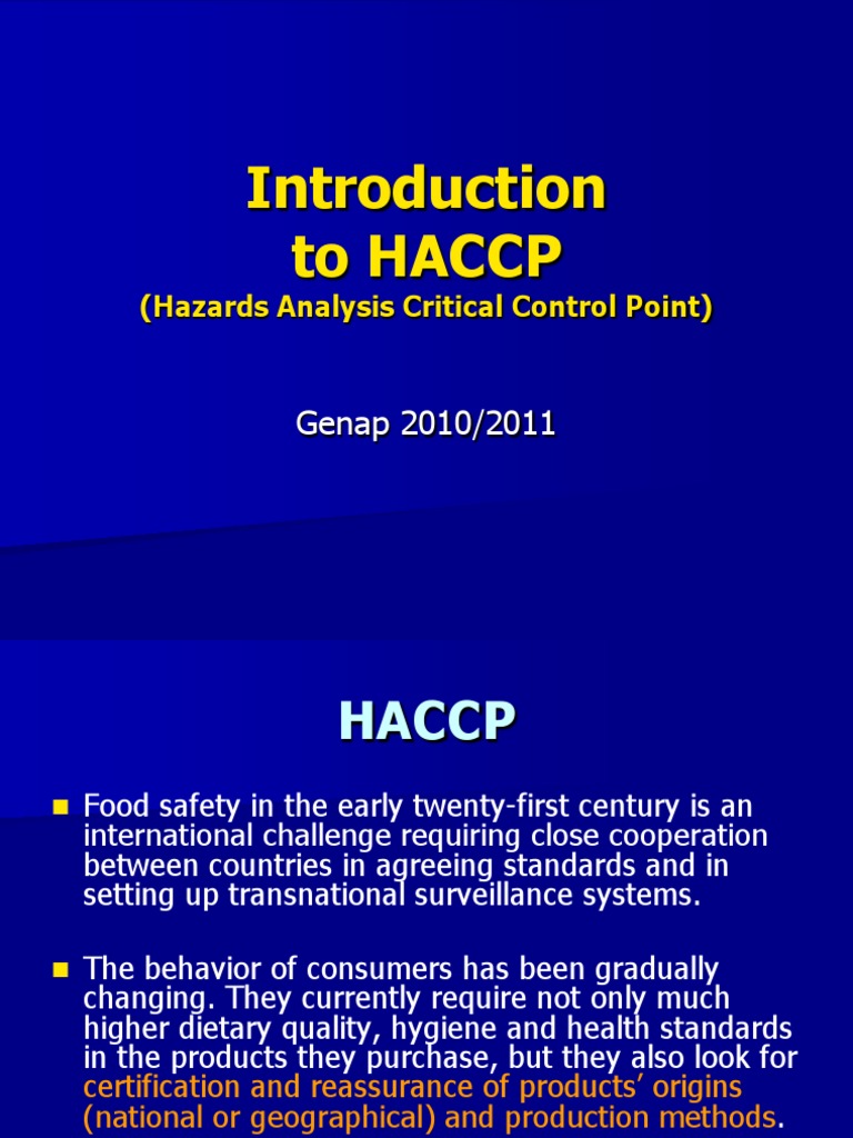 Introduction Haccp PDF Hazard Analysis And Critical Control Points