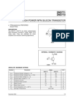2n3771 2n3772 TECHNICAL DATASHEET AND PINLAYOUT OF TRANSISTOR, INCLUDING PACKAGE DETAILS