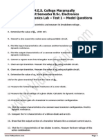 M.E.S. College Marampally First Semester B.Sc. Electronics Basic Electronics Lab - Test 1 - Model Questions