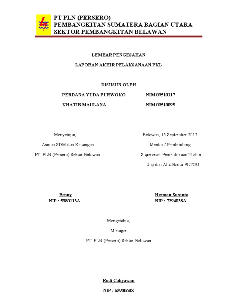 Lembar Pengesahan Pkl Halaman Judul