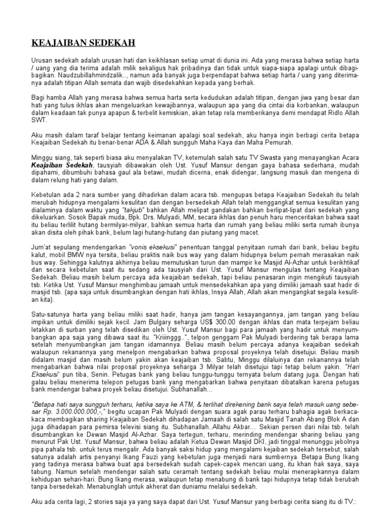 Kisah Keajaiban Sedekah Pdf