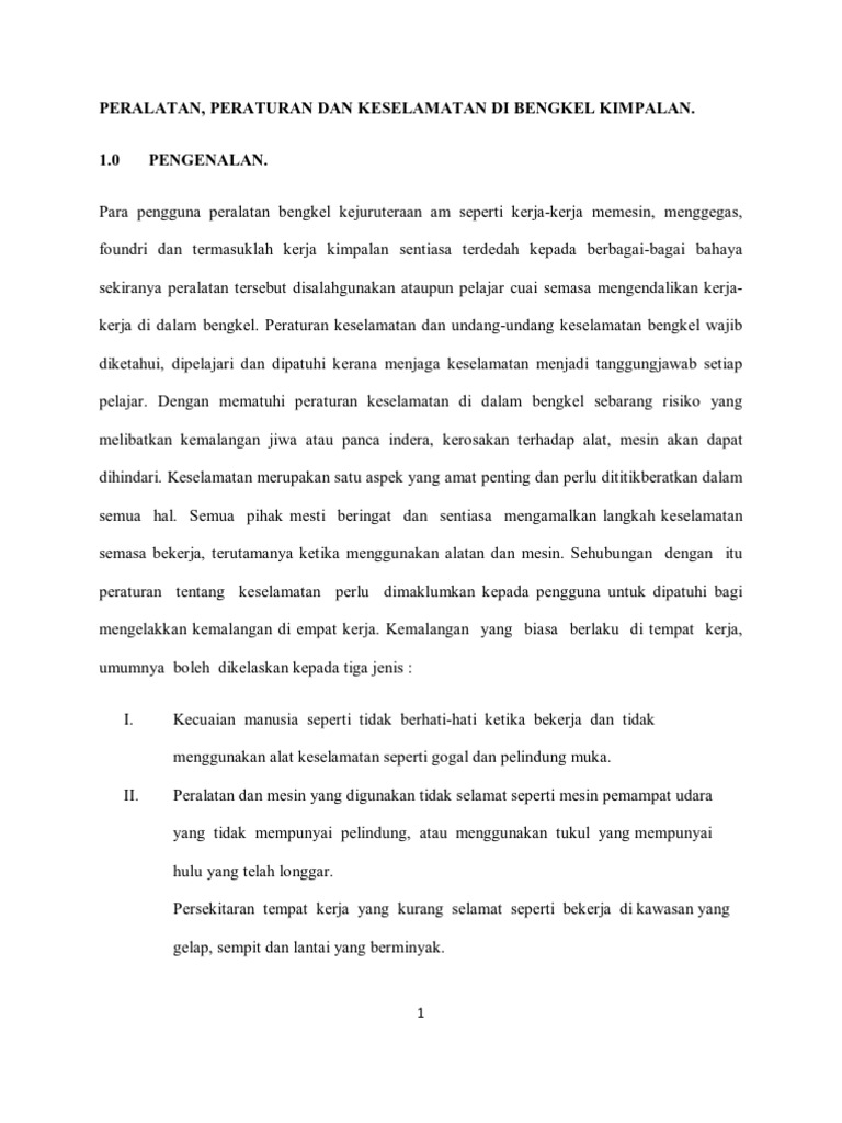 Eksimen Kimpalan Peralatan N Peraturan Keselamatan Pdf