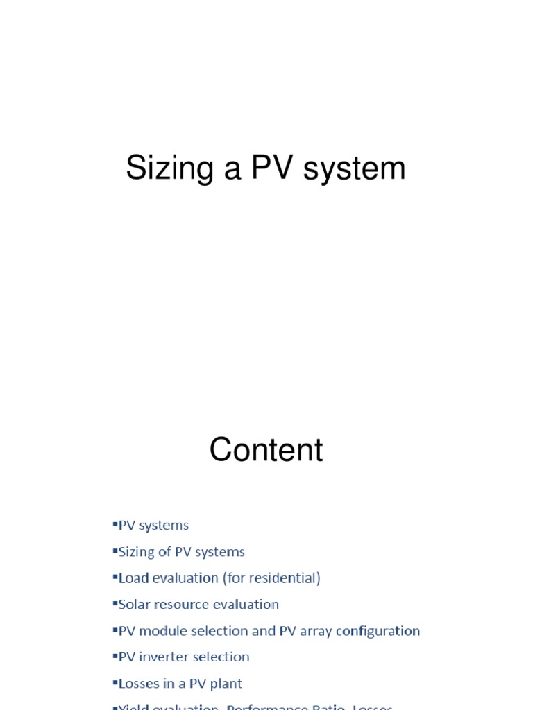 Sizing A PV System | PDF | Smart Grid | Electrical Grid