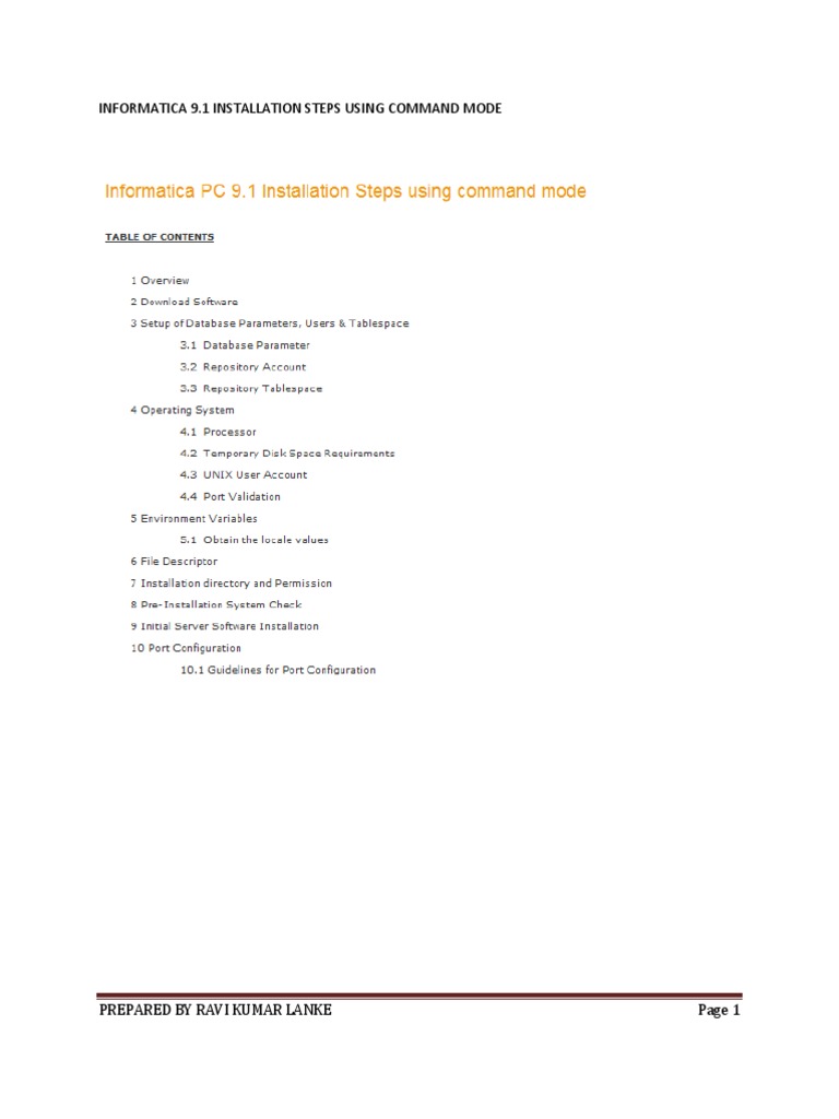 Informatica 91 Installation Steps Using Command Mode | PDF