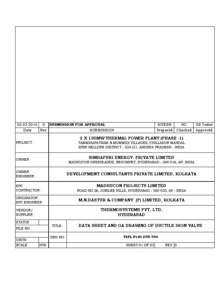 4.3.10 Data Sheet for Air Release Valve Valve Gas Technologies