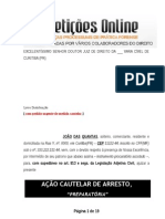 Ação Cautelar de Arresto com Pedido de Medida Cautelar