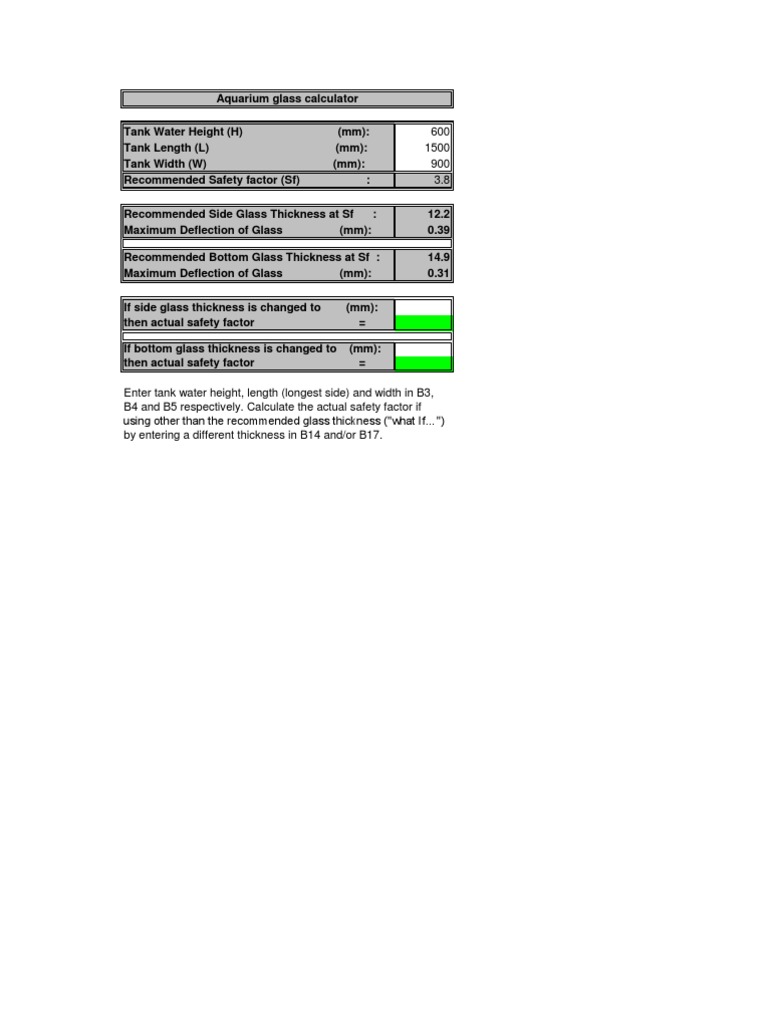 Aquarium Glass Thickness Calculator | PDF
